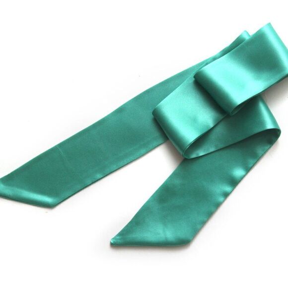 Green Silk Skinny Scarf‎ - Picture 3 of 4